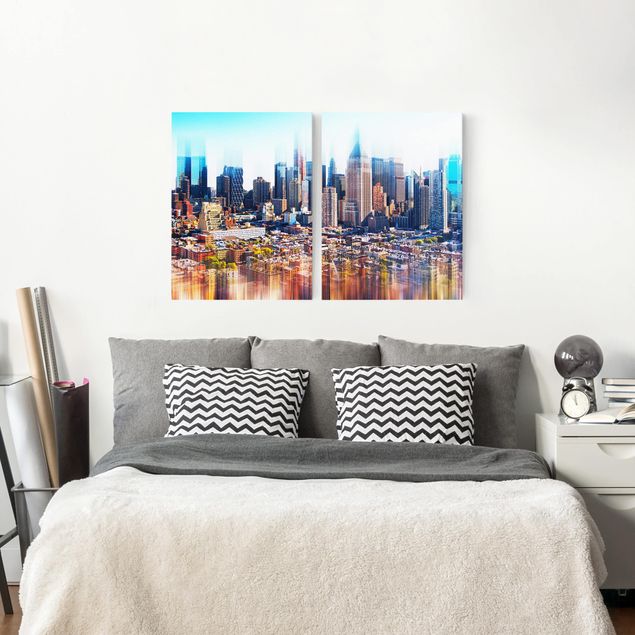 Print on canvas 2 parts - Manhattan Skyline Urban Stretch