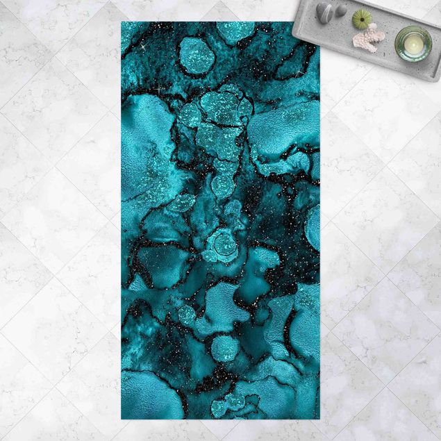 Balcony rugs Turquoise Drop With Glitter