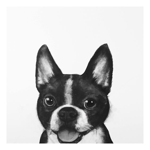Print on forex - Illustration Dog Boston Black And White Painting