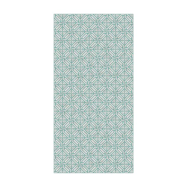 Modern rugs Tile Pattern Rhomboidal Geometry Turquoise