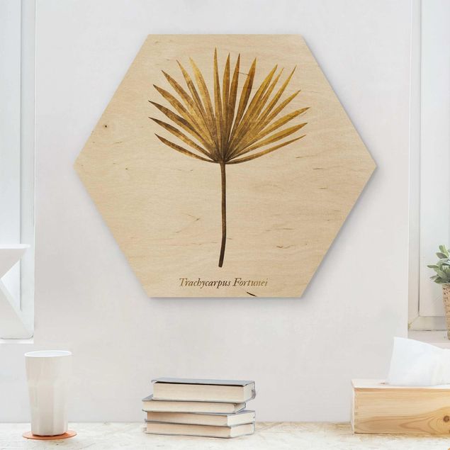 Wooden hexagon - Gold - Palm Leaf