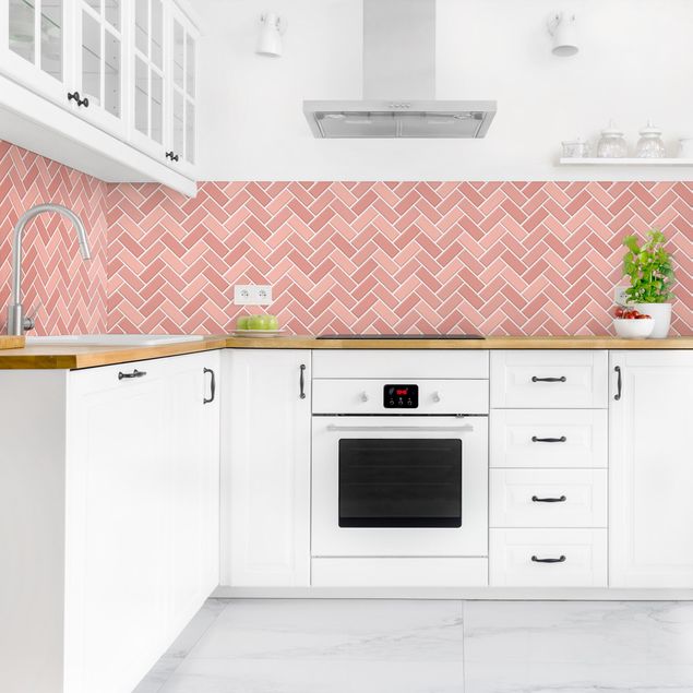 Kitchen splashbacks Fish Bone Tiles - Antique Pink