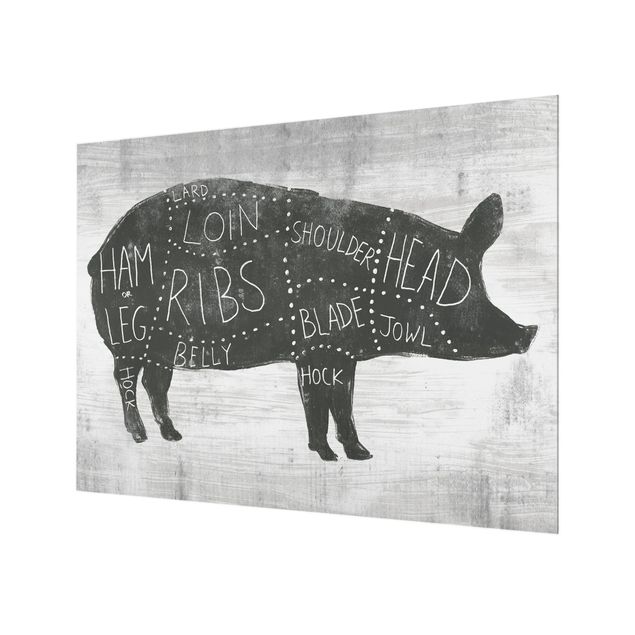 Glass Splashback - Butcher Board - Pig - Landscape 3:4