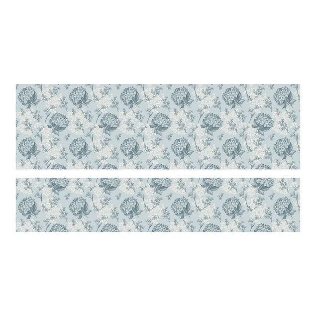 Adhesive film for furniture IKEA - Malm bed 140x200cm - Hydrangea Pattern In Blue
