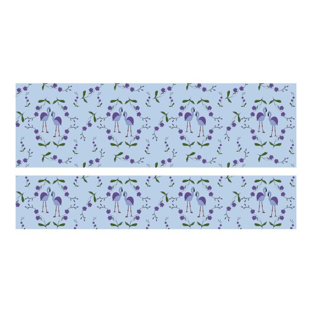 Adhesive film for furniture IKEA - Malm bed 140x200cm - Mille Fleurs pattern Design Blue