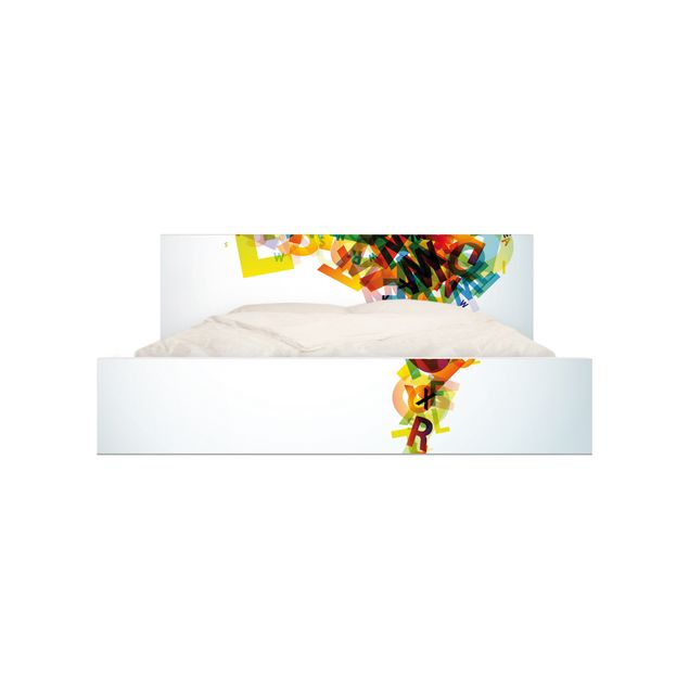 Adhesive film for furniture IKEA - Malm bed 140x200cm - Rainbow Alphabet