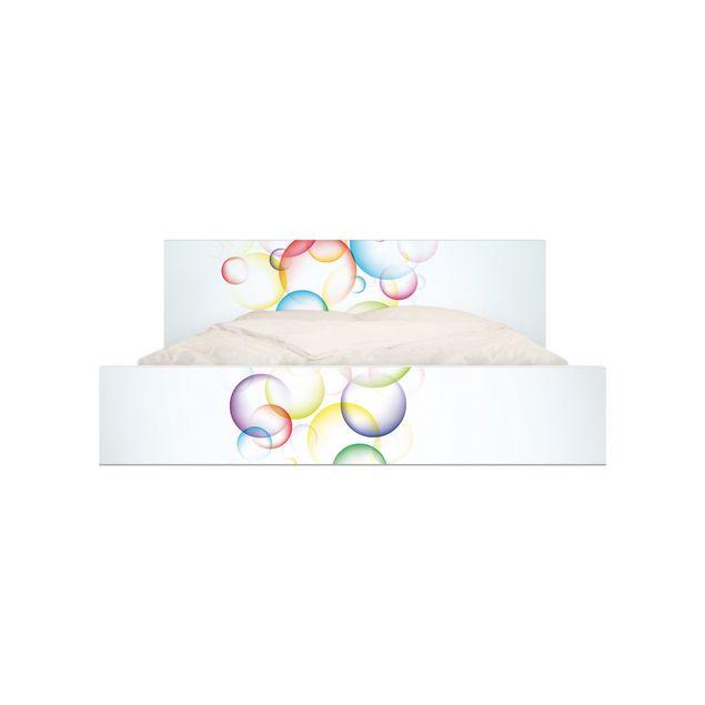 Adhesive film for furniture IKEA - Malm bed 140x200cm - Rainbow Bubbles