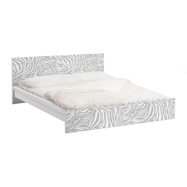 Adhesive film for furniture IKEA - Malm bed 140x200cm - Zebra Design Light Grey Stripe Pattern