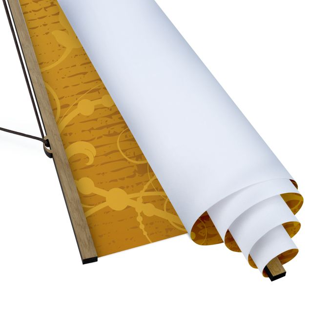 Fabric print with poster hangers - Golden Flora