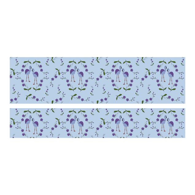 Adhesive film for furniture IKEA - Malm bed 160x200cm - Mille Fleurs pattern Design Blue