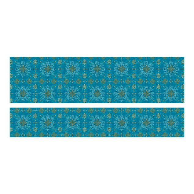 Adhesive film for furniture IKEA - Malm bed 160x200cm - Oriental Ornament Turquoise