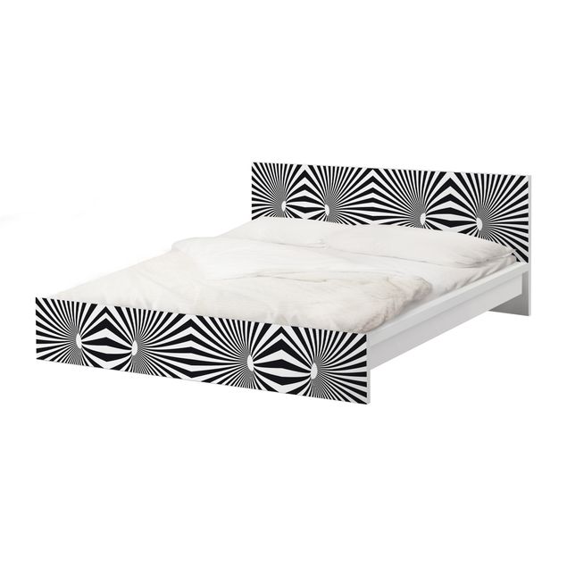 Adhesive film for furniture IKEA - Malm bed 160x200cm - Psychedelic Black And White pattern