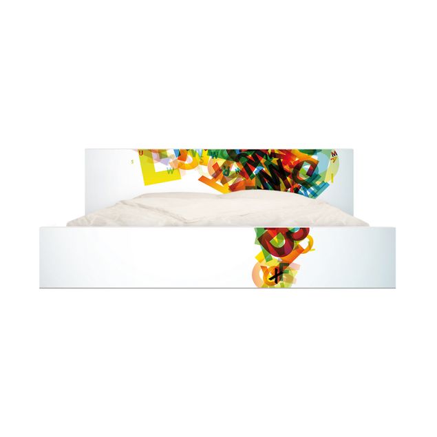 Adhesive film for furniture IKEA - Malm bed 160x200cm - Rainbow Alphabet