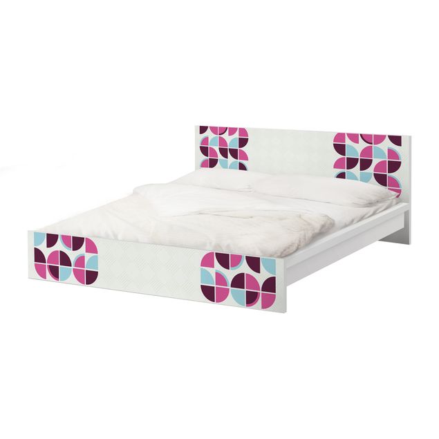 Adhesive film for furniture IKEA - Malm bed 160x200cm - Retro Circles Pattern Design