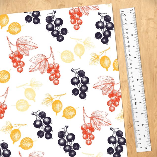 Adhesive film for furniture - Hand Drawn Berry Pattern For Kitchen