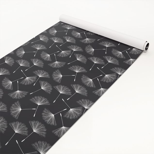 Adhesive film for furniture - Dandelion Pattern White Dark Grey