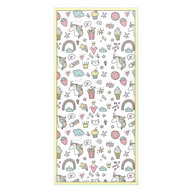 Magnetic memo board - Unicorns And Sweets In Pastel With Frame