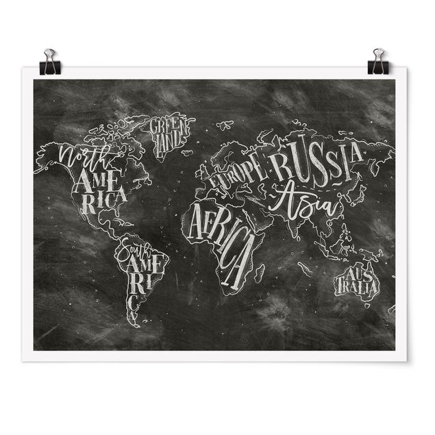 Poster - Chalk World Map