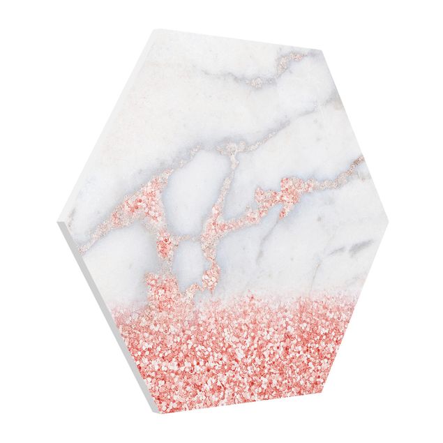 Hexagon Picture Forex - Marble Optics With Pink Confetti