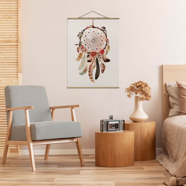 Fabric print with poster hangers - Dream Catcher With Beads