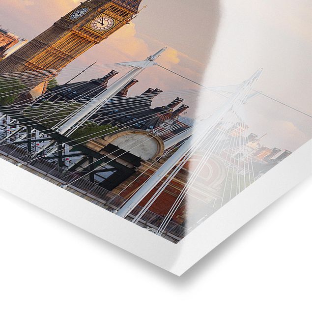 Panoramic poster architecture & skyline - Westminster Palace London