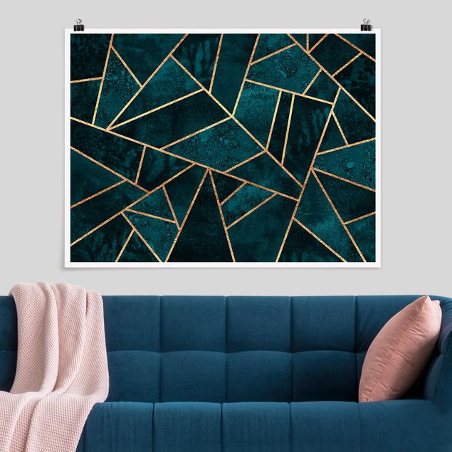 Poster - Dark Turquoise With Gold