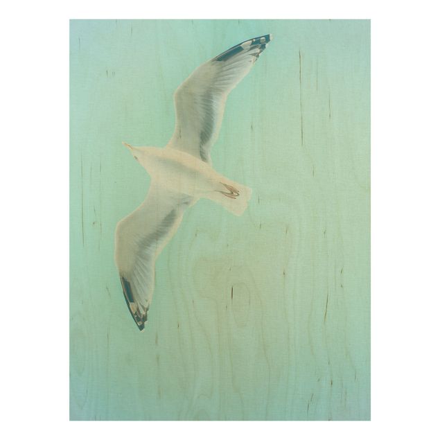 Print on wood - Blue Sky With Seagull