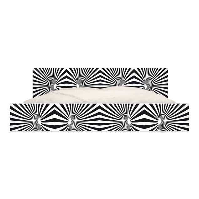 Adhesive film for furniture IKEA - Malm bed 180x200cm - Psychedelic Black And White pattern