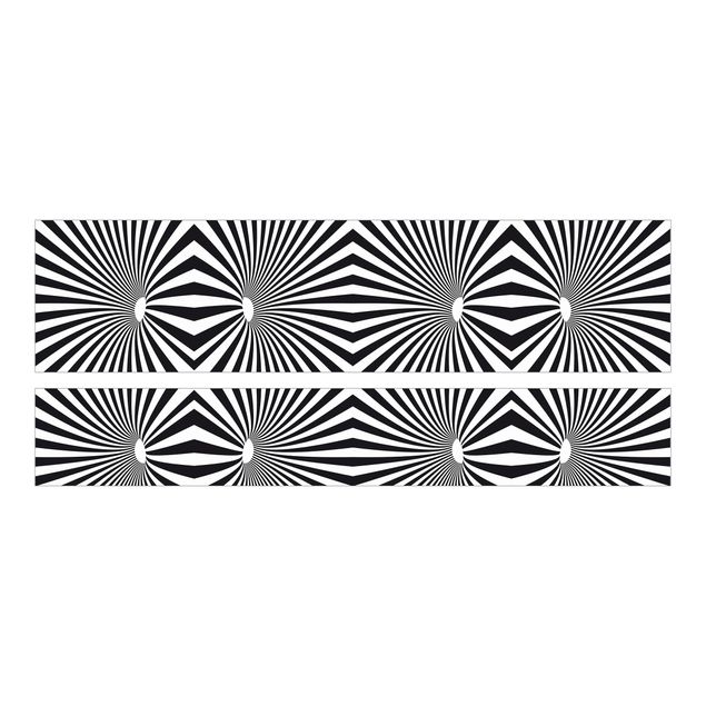 Adhesive film for furniture IKEA - Malm bed 180x200cm - Psychedelic Black And White pattern