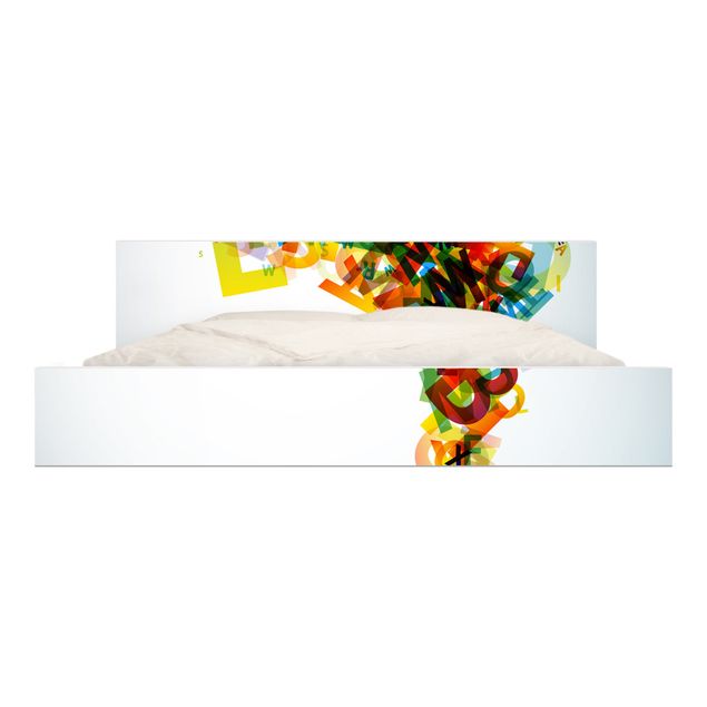 Adhesive film for furniture IKEA - Malm bed 180x200cm - Rainbow Alphabet