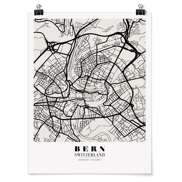 Poster city, country & world maps - Bern City Map - Classical