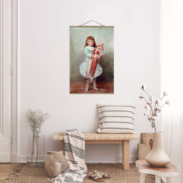 Fabric print with poster hangers - Auguste Renoir - Suzanne with Harlequin Puppet