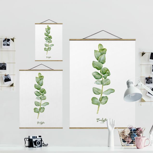 Fabric print with poster hangers - Watercolour Botany Eucalyptus