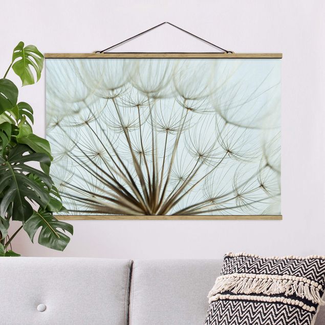 Fabric print with poster hangers - Beautiful dandelion macro shot