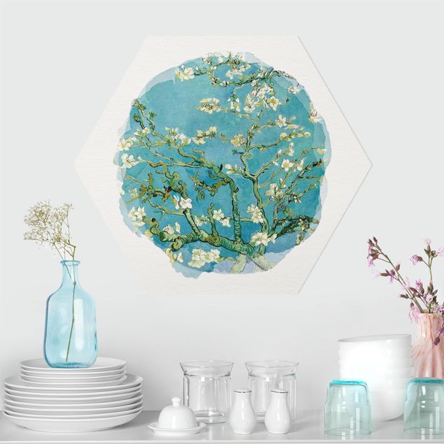 Alu-Dibond hexagon - WaterColours - Vincent Van Gogh - Almond Blossom