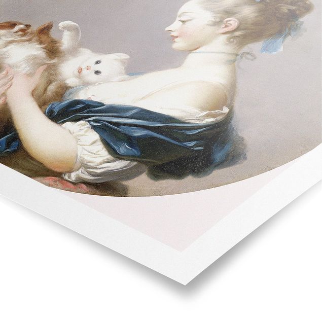 Poster - Jean Honoré Fragonard - Girl playing with a Dog and a Cat