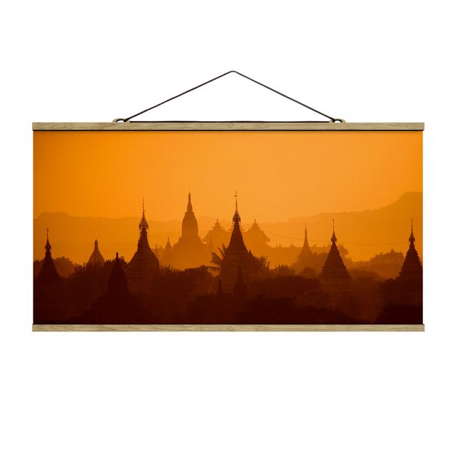 Fabric print with poster hangers - Temple City In Myanmar