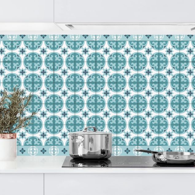 Kitchen splashback patterns Geometrical Tile Mix Circles Turquoise