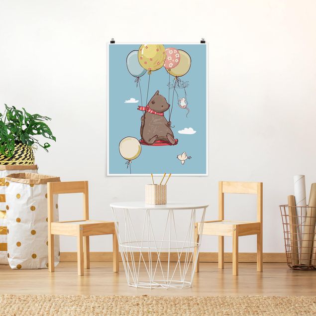Poster kids room - Bear And Mouse Flying