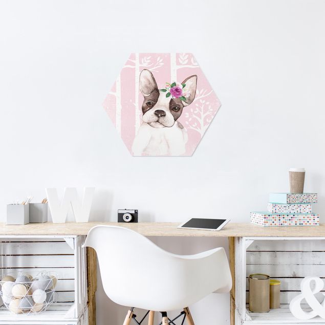 Hexagon Picture Forex - Watercolor Pug Pink