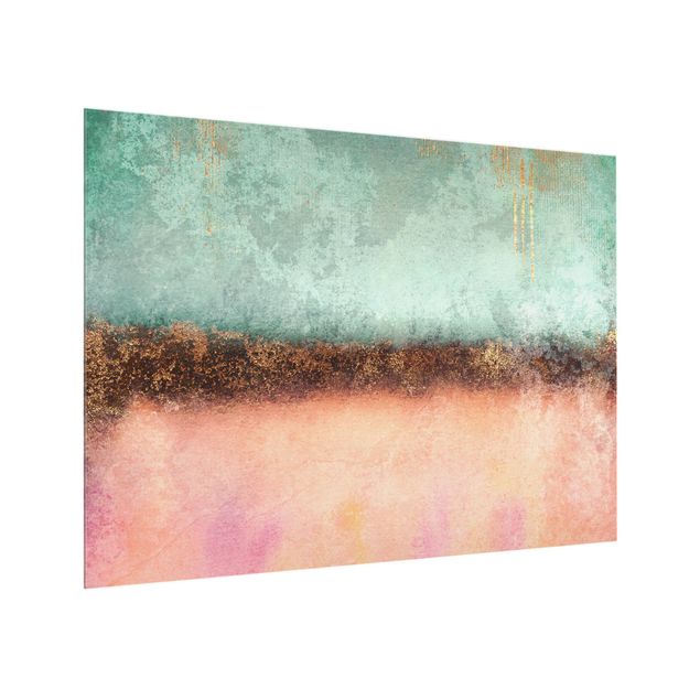 Glass splashback abstract Pastel Summer With Gold