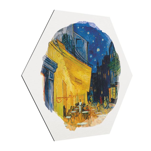 Alu-Dibond hexagon - WaterColours - Vincent Van Gogh - Cafe Terrace In Arles