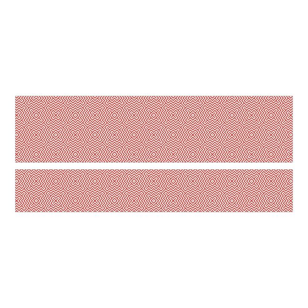 Adhesive film for furniture IKEA - Malm bed 180x200cm - Red Geometric Stripe Pattern