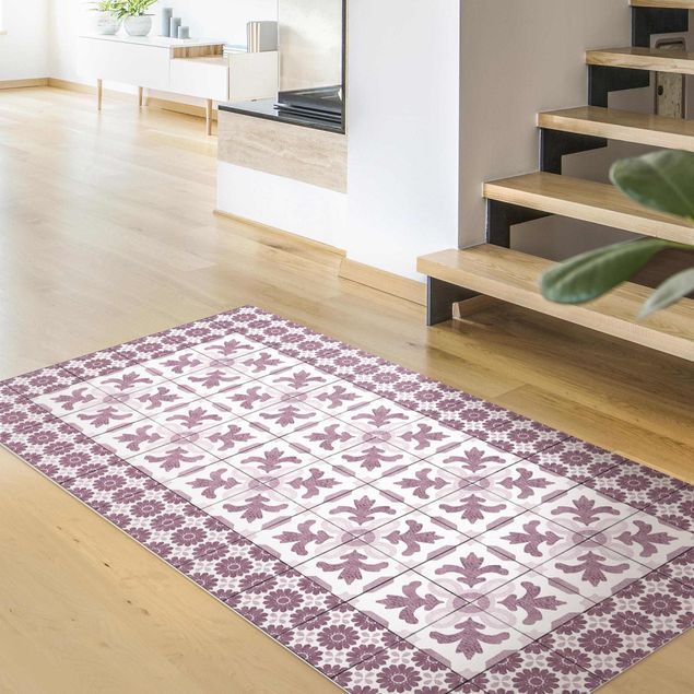 outdoor patio rugs Moroccan Tiles With Ornaments With Tile Frame