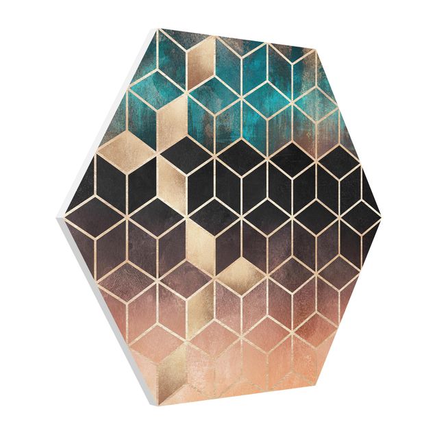 Forex hexagon - Turquoise Rosé Golden Geometry
