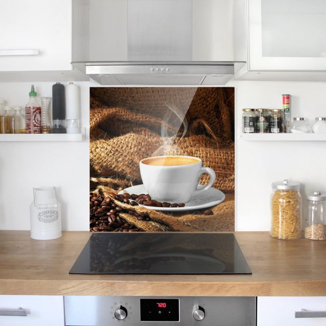 Glass splashback kitchen Morning Coffee