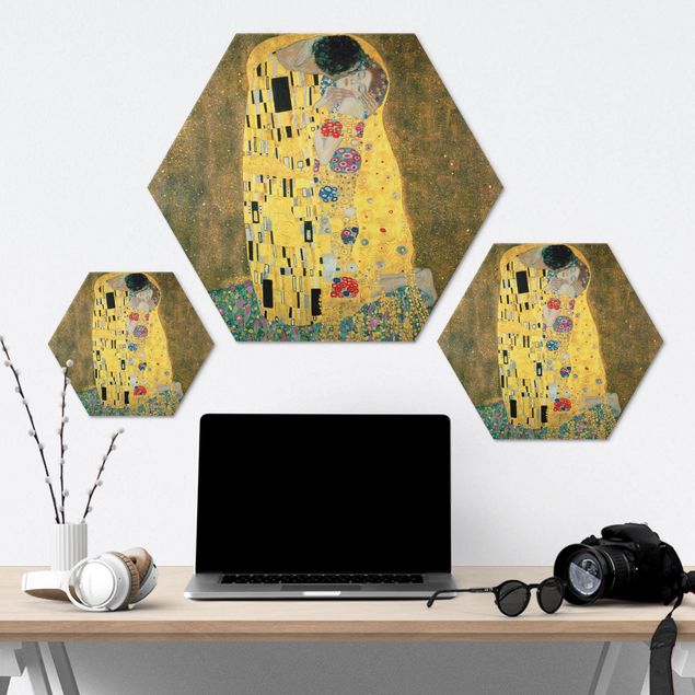 Alu-Dibond hexagon - Gustav Klimt - The Kiss