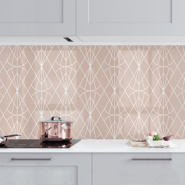 Kitchen splashback patterns Art Deco Diamond Pattern In Front Of Beige XXL