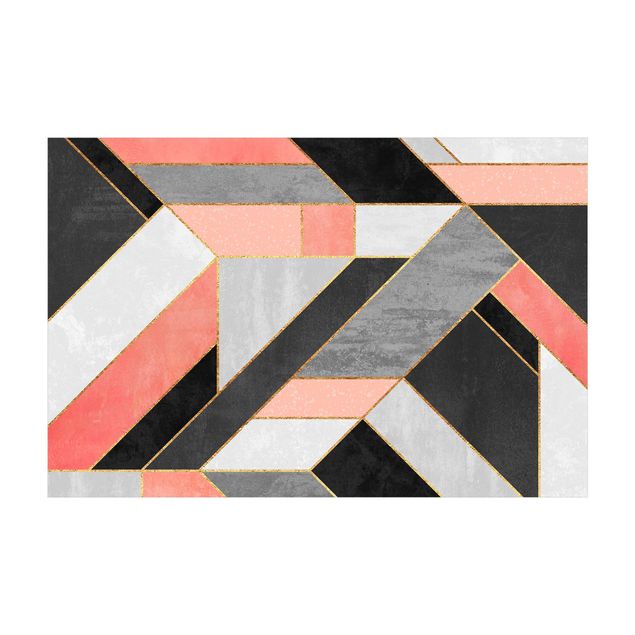 Dining room rugs Geometry Pink And Gold