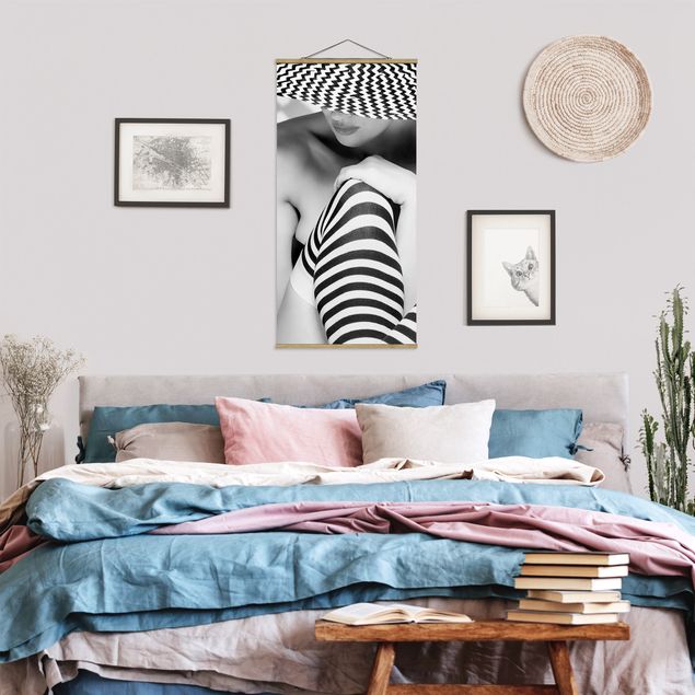 Fabric print with poster hangers - Zagging that Zig